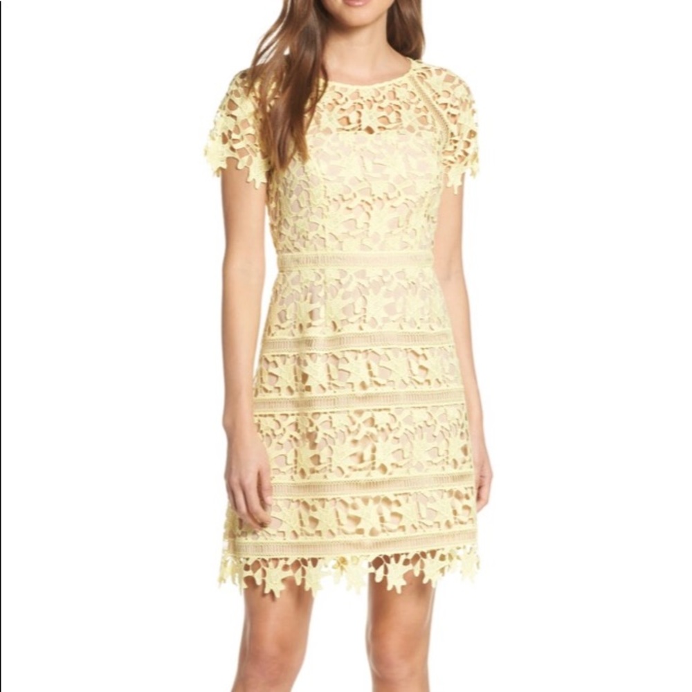 Yellow lace ELIZA J dress 👗🥰